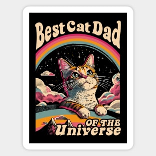 Best Cat Dad In The Universe 60s 70s Hippie Aesthetic Men Magnet